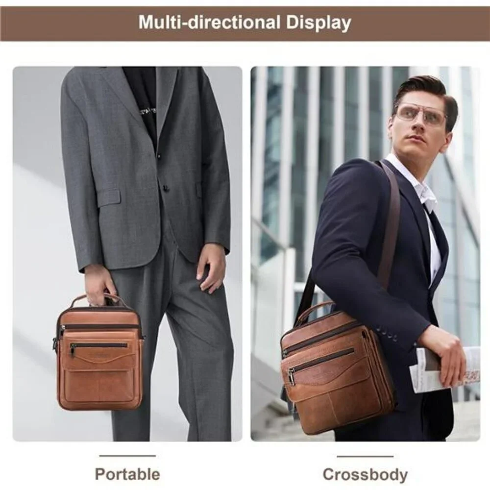 Mens Leather Crossbody Messenger Bag Shoulder Satchel Travel Work Handbag